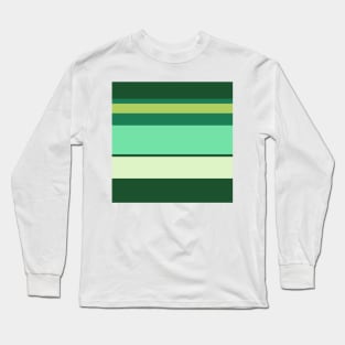 A prodigious impression of Salem, Seafoam Blue, Very Light Green, Pine and Light Olive stripes. Long Sleeve T-Shirt